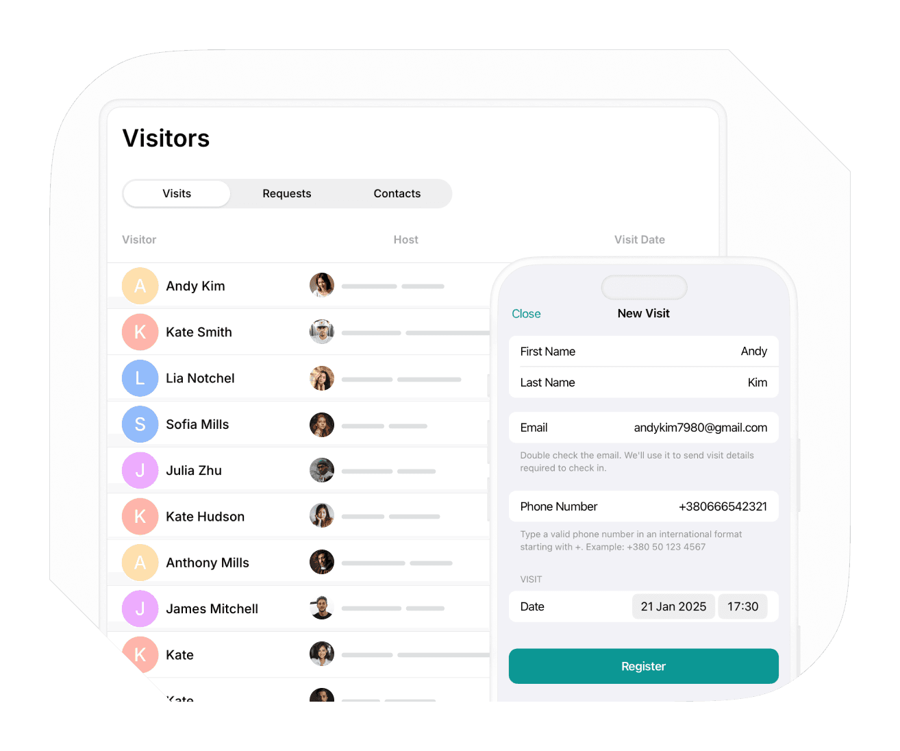 Visitor management in Spacebring